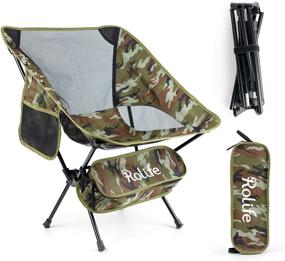 img 4 attached to 🏖️ Portable Outdoor Beach Chair for Camping, Foldable Lightweight with Carry Bag, Picnic, Hiking, Heavy Duty 286 LB, Camouflage