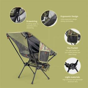 img 2 attached to 🏖️ Portable Outdoor Beach Chair for Camping, Foldable Lightweight with Carry Bag, Picnic, Hiking, Heavy Duty 286 LB, Camouflage