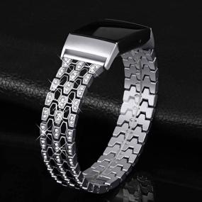 img 2 attached to 👗 Joyozy Dressy Bling Bands: Stylish Fitbit Charge 4/3/3&4 SE Replacement Straps for Women