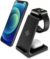 🔌 3-in-1 qi standard fast wireless charging station charger stand dock for iphone 13/13 pro/13 pro max/12/12 pro/12 pro max/11/x/8, apple watch series se/6/5/4/3/2, airpods 2/pro - wireless charger logo