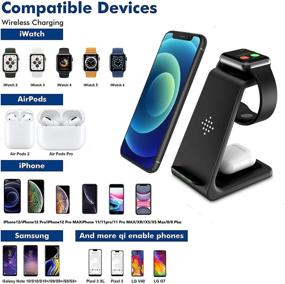 img 1 attached to 🔌 3-in-1 Qi Standard Fast Wireless Charging Station Charger Stand Dock for iPhone 13/13 Pro/13 Pro Max/12/12 Pro/12 Pro Max/11/X/8, Apple Watch Series SE/6/5/4/3/2, AirPods 2/Pro - Wireless Charger