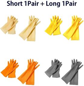 img 3 attached to 🧤 Dishwashing Gloves – 2 Pairs of Premium Rubber Gloves for Cleaning – Long and Short – 4 Color Options