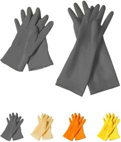 img 4 attached to 🧤 Dishwashing Gloves – 2 Pairs of Premium Rubber Gloves for Cleaning – Long and Short – 4 Color Options