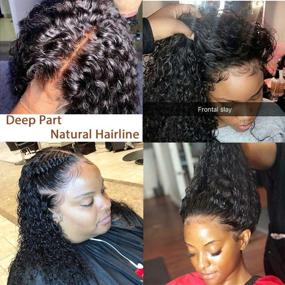 img 1 attached to Water Wave Lace Frontal Wigs with Baby Hair - 150% Density Brazilian Virgin Deep Curly Wet and Wavy Human Hair Wigs for Black Women - Pre Plucked & 9A Grade Virgin Hair
