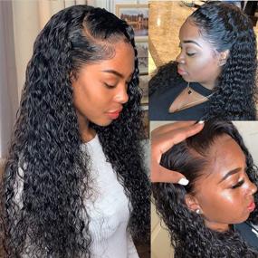 img 4 attached to Water Wave Lace Frontal Wigs with Baby Hair - 150% Density Brazilian Virgin Deep Curly Wet and Wavy Human Hair Wigs for Black Women - Pre Plucked & 9A Grade Virgin Hair