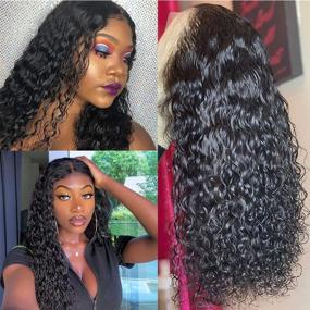 img 3 attached to Water Wave Lace Frontal Wigs with Baby Hair - 150% Density Brazilian Virgin Deep Curly Wet and Wavy Human Hair Wigs for Black Women - Pre Plucked & 9A Grade Virgin Hair