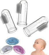 👶 бебибаус: набор из 3 детских пальчиковых зубных щеток с чехлами - мягкие щетины, легкий уход за полостью рта для детей, малышей, младенцев и домашних животных - эргономичный дизайн - синий, розовый, прозрачный. логотип
