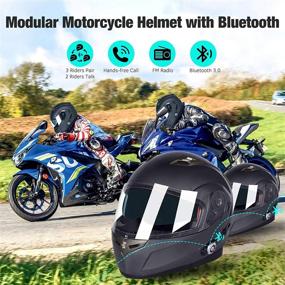 img 2 attached to 🏍️ FreedConn BM2-S Flip Up Modular Bluetooth Motorcycle Helmet with Voice Dial/Hands-Free Call/ 500M Range/ 2-3 Rider Intercom/ MP3/ FM/DOT Certified - Bluetooth 3.0 Medium Gray Helmet