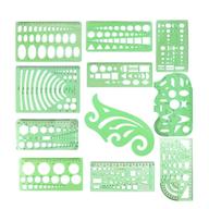 🔳 complete 11-piece geometric stencils kit: circle templates, ruler, triangle, oval template - ideal for drawing, drafting, and math activities at home, school, office logo