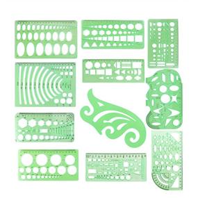 img 4 attached to 🔳 Complete 11-Piece Geometric Stencils Kit: Circle Templates, Ruler, Triangle, Oval Template - Ideal for Drawing, Drafting, and Math Activities at Home, School, Office