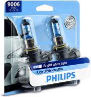 💡 upgrade bright white headlight bulb, 2 pack - philips 9006 crystalvision ultra logo