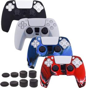 img 4 attached to 🎮 PS5 Controller Grips, Pandaren PS5 Controller Skin - Sweat-Proof Anti-Slip Silicone Cover Hand Grip x 4 with FPS Pro Thumb Stick Cap Protector (Camou) - Sony Playstation 5 Accessories