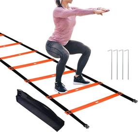 img 4 attached to 🏃 HAPDEN 12 Fixed Rungs Agility Ladder with Stakes: Boost Speed & Footwork Fitness