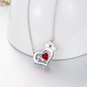 img 3 attached to 👩 Astounding AOBOCO Nurse Necklace: Sterling Silver Nurse Hat Charm with EKG Heartbeat Heart Necklace for Nurse, Doctor, and Medical Student, Embellished with Exquisite Crystals from Austria