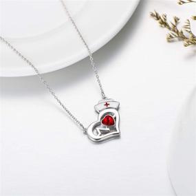 img 2 attached to 👩 Astounding AOBOCO Nurse Necklace: Sterling Silver Nurse Hat Charm with EKG Heartbeat Heart Necklace for Nurse, Doctor, and Medical Student, Embellished with Exquisite Crystals from Austria