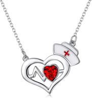 👩 astounding aoboco nurse necklace: sterling silver nurse hat charm with ekg heartbeat heart necklace for nurse, doctor, and medical student, embellished with exquisite crystals from austria logo