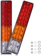 🚦 2-pack mictuning 20 led trailer tail lights bar – waterproof, dc12v – turn signal, parking, reverse, brake & running lamp – red, amber, white – ideal for car, truck logo