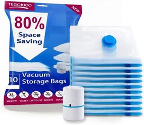 img 4 attached to 🔌 Premium Vacuum Storage Bags: Save Space with 10 Reusable Compression Bags and Electric Pump! Ideal for Clothes, Pillows, Comforters, and Travel