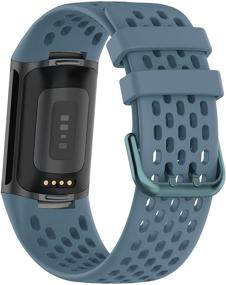 img 3 attached to ТопПерфект Спортивные браслеты для Fitbit Charge 5 - регулируемые дышащие силиконовые ремешки для часов для женщин и мужчин, Глубокое море