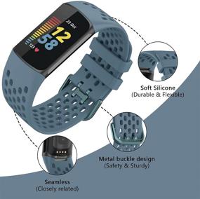 img 2 attached to ТопПерфект Спортивные браслеты для Fitbit Charge 5 - регулируемые дышащие силиконовые ремешки для часов для женщин и мужчин, Глубокое море