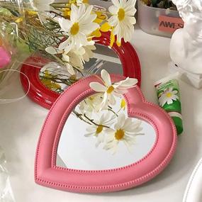 img 3 attached to Heart Makeup Mirror: Chic Heart Shaped Hanging & Tabletop 💖 Cosmetic Vanity Mirror, Ideal for Women & Girls - 10.6 Inches