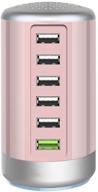 6-port usb desktop fast charger with quick charge 3.0 - pink | multi usb hub charging station for phones, tablets, smartphones, and more logo