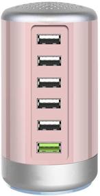 img 4 attached to 6-Port USB Desktop Fast Charger with Quick Charge 3.0 - Pink | Multi USB Hub Charging Station for Phones, Tablets, Smartphones, and More