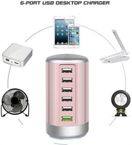 img 1 attached to 6-Port USB Desktop Fast Charger with Quick Charge 3.0 - Pink | Multi USB Hub Charging Station for Phones, Tablets, Smartphones, and More