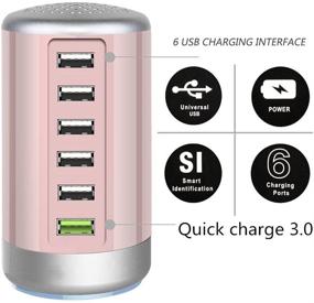 img 3 attached to 6-Port USB Desktop Fast Charger with Quick Charge 3.0 - Pink | Multi USB Hub Charging Station for Phones, Tablets, Smartphones, and More