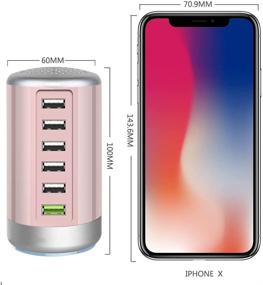 img 2 attached to 6-Port USB Desktop Fast Charger with Quick Charge 3.0 - Pink | Multi USB Hub Charging Station for Phones, Tablets, Smartphones, and More