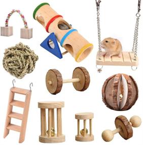 img 4 attached to 🐭 Vankcp's 10 Pcs Natural Wooden Chew Toys for Small Animals: Promote Teeth Care and Molar Health of Hamsters, Cats, Rabbits, Rats, and Guinea Pigs
