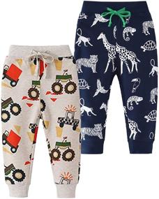 img 4 attached to 🦖 Dinosaur Embroidery Sweatpants for Boys 3-8 Years - LeeXiang Boys' Clothing and Pants