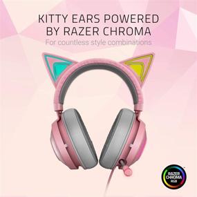 img 3 attached to 💖 Гарнитура Razer Kraken Kitty RGB для игр: погружающий звук THX 7.1 объемного звучания, подсветка Chroma, шумоподавляющий микрофон - легкая алюминиевая рама - игры на ПК, кварцево-розовая.