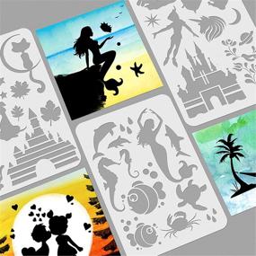 img 2 attached to 🎨 16 Pcs Reusable Fantasy Stencils for Painting on Wood: DIY Crafts, Scrapbooking & Silhouette Art Supplies