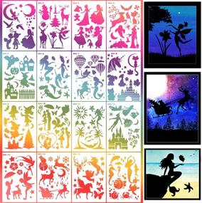 img 4 attached to 🎨 16 Pcs Reusable Fantasy Stencils for Painting on Wood: DIY Crafts, Scrapbooking & Silhouette Art Supplies