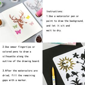 img 1 attached to 🎨 16 Pcs Reusable Fantasy Stencils for Painting on Wood: DIY Crafts, Scrapbooking & Silhouette Art Supplies