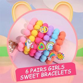 img 3 attached to PinkSheep Unicorn Beads Bracelet Set for Girls: Rainbow, Monsters, Sunflowers, 🦄 Hearts, Meteors, Friendship & Charm Bracelets - 6PC Perfect Gift for BFFs!
