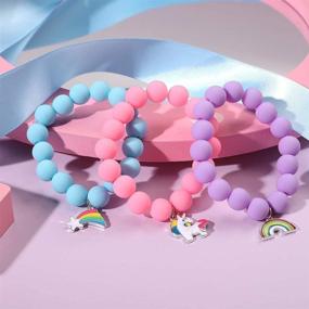 img 1 attached to PinkSheep Unicorn Beads Bracelet Set for Girls: Rainbow, Monsters, Sunflowers, 🦄 Hearts, Meteors, Friendship & Charm Bracelets - 6PC Perfect Gift for BFFs!