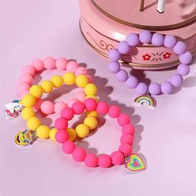 img 2 attached to PinkSheep Unicorn Beads Bracelet Set for Girls: Rainbow, Monsters, Sunflowers, 🦄 Hearts, Meteors, Friendship & Charm Bracelets - 6PC Perfect Gift for BFFs!