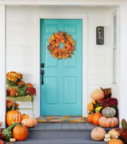 img 3 attached to 🍁 Lvydec Fall Wreath - 18" Artificial Maple Leaves Autumn Wreath with Colorful Pumpkin Pine Cone, Berries, for Front Door, Table, Wall, Thanksgiving Décor