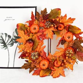 img 1 attached to 🍁 Lvydec Fall Wreath - 18" Artificial Maple Leaves Autumn Wreath with Colorful Pumpkin Pine Cone, Berries, for Front Door, Table, Wall, Thanksgiving Décor