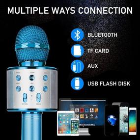 img 1 attached to 🎤 Amolabe 4-в-1 беспроводной Bluetooth-караоке-микрофон для пения, записи, вечеринок Home KTV - портативный ручной микрофон для iPhone/Android, идеальный подарок для детей, девочек, мальчиков и взрослых в праздники и дни рождения.