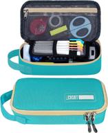 🖍️ durable teal large pencil case with big capacity, portable minimalist stationery bag for college, school &amp; office, with handle - ideal for organizing pens логотип