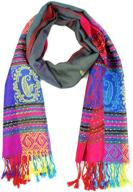 🌈 pashmina wrap shawl scarf - tropical colorful exotic double-sided rainbow silky paskmlna logo