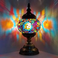 🏮 marrakech turkish mosaic glass decorative table lamp: charming multi-colored moroccan lantern for rustic home decor & night light gifts логотип