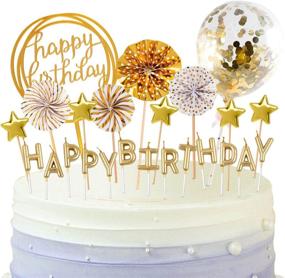 img 4 attached to 🎂 BEAN LIEVE Birthday Candles Set - Cake Topper Decoration with Confetti Balloon Stars and Fan Cupcake Toppers 12 Pieces Birthday Cake Decor for Party Celebration (Gold)