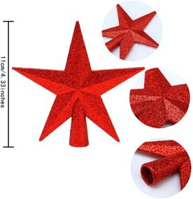 img 3 attached to ANECO 3 Pack 4 Inches Glittered Mini Star Christmas Tree Toppers - Gold, Silver, and Red - Perfect Small Tree Ornaments