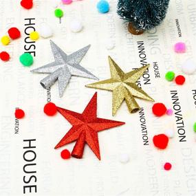 img 1 attached to ANECO 3 Pack 4 Inches Glittered Mini Star Christmas Tree Toppers - Gold, Silver, and Red - Perfect Small Tree Ornaments