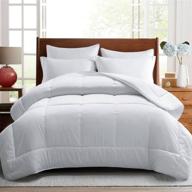 🛏️ turmecowe hotel luxury all season queen size soft quilted bed comforter - fluffy lightweight 88x88 inch - white logo