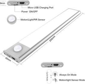 img 2 attached to Convenient Illumination: Under Cabinet Lighting 30 LEDs Closet Light - Motion Sensor, USB Rechargeable, 2 Pack